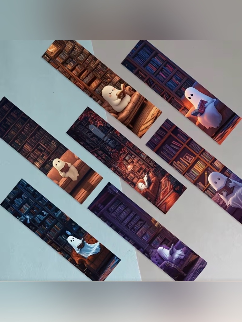Halloween Ghost Library Print Bookmarks Set of 10